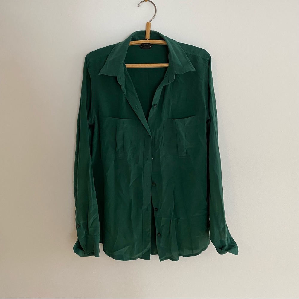 COPY - Club Monaco emerald green silk shirt